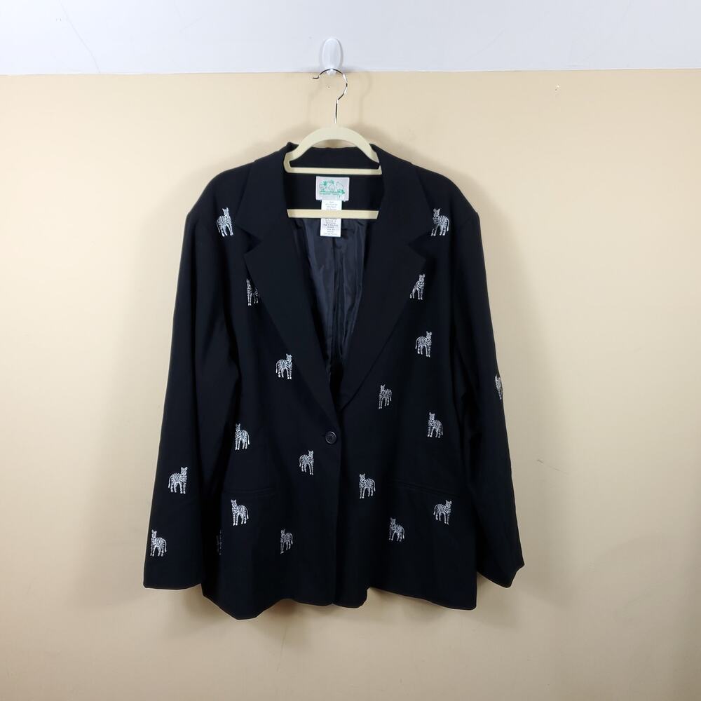 The Quacker Factory Zebra Blazer Jacket Size 2X